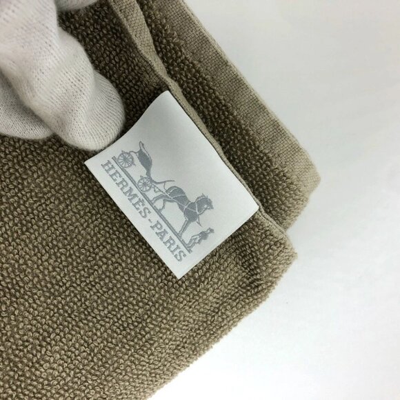 HERMES fringe Yachting logo Beach towel cotton Gray Based - Picture 4 of 15